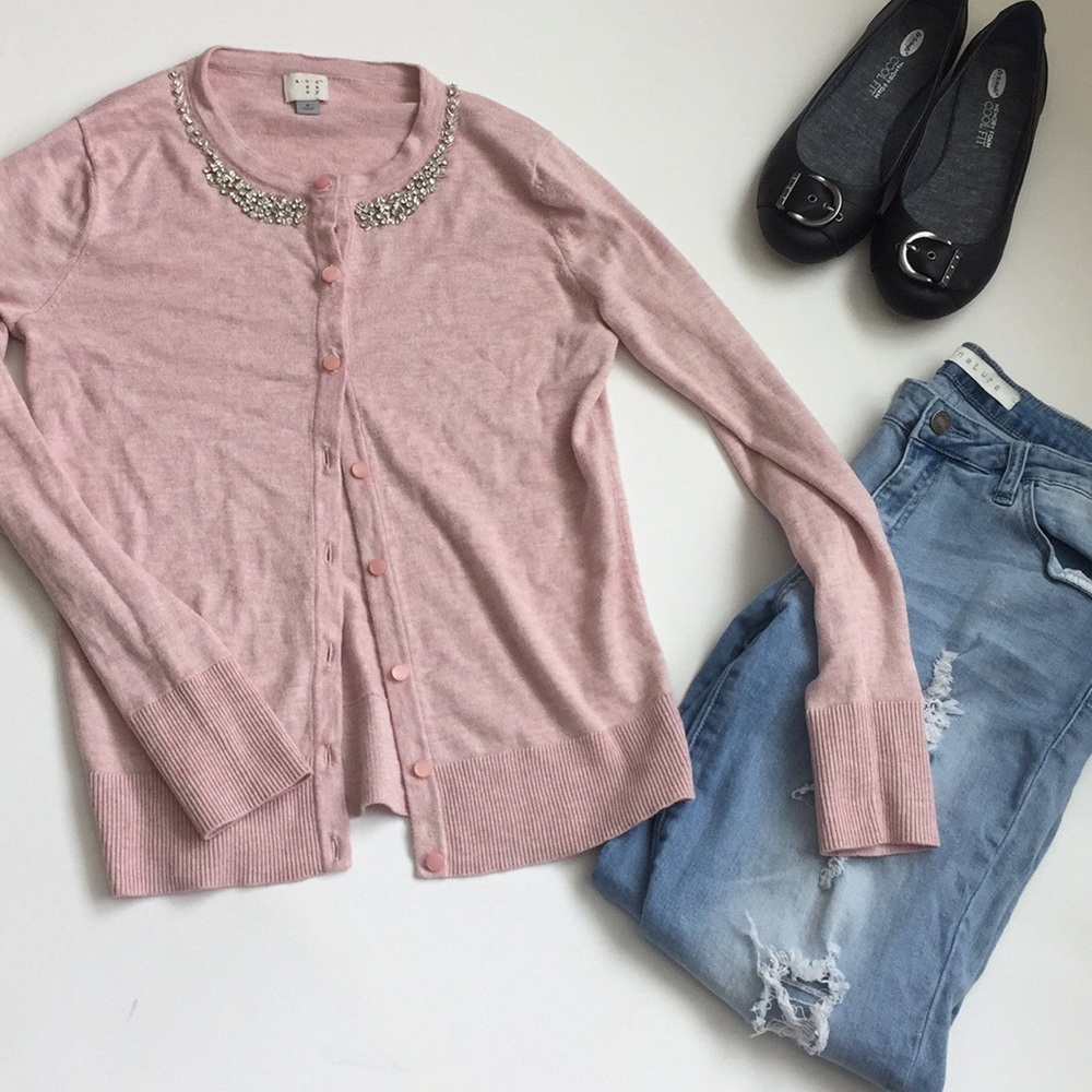 a new day Pink Embellished Collar Cardigan